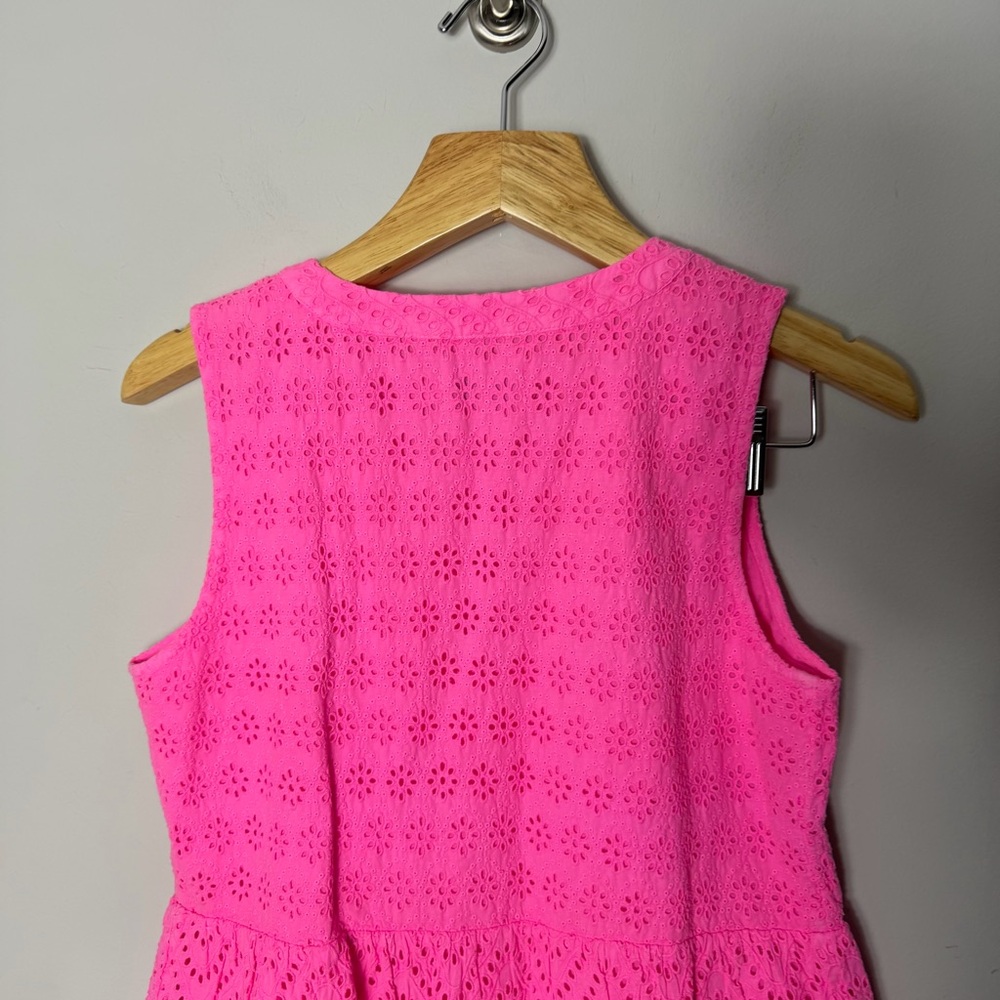 Vineyard Vines Pink Cotton Eyelet Tiered Sleeveless Top Tassels Size Small 1119 - Picture 6 of 8
